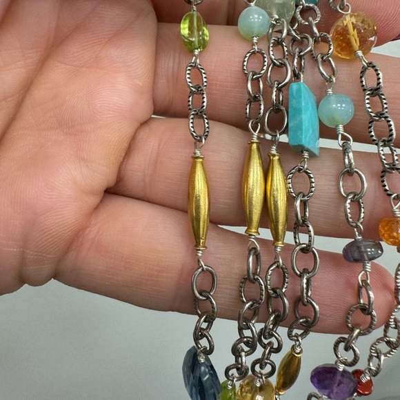 Laura Gibson 22K gold 925 Sterling precious and semi-precious gemstones necklace - Picture 15 of 16